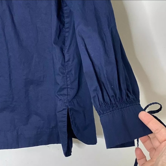 Old Navy PeasantTop Blue Split Neck Long Sleeve Woven Blouse Size XL - Picture 6 of 8
